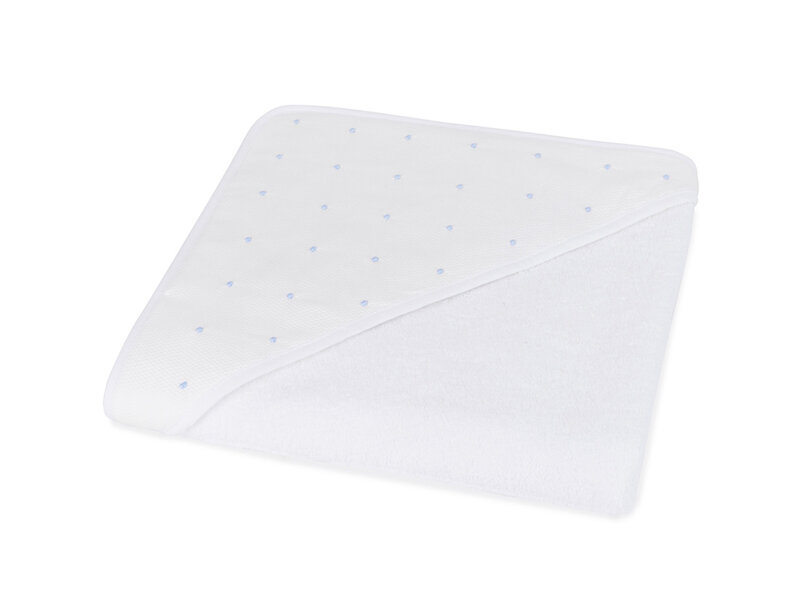 Torres Novas 1845 Textiel Poncho / Bath cape, Mira Blue dots - 90 x 90 cm - Cotton, hand embroidered