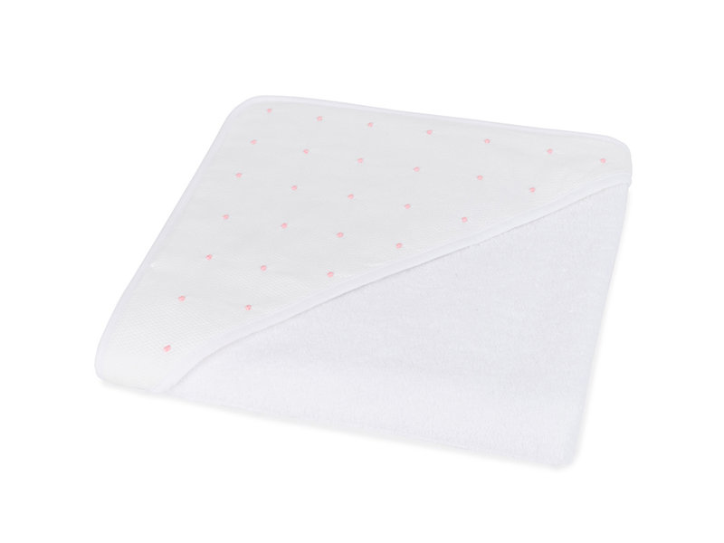 Torres Novas 1845 Textiel Poncho / Badcape, Mira Roze gestipt - 90 x 90 cm - Katoen, hand geborduurd