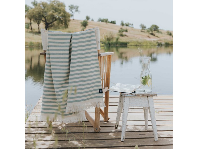 Torres Novas 1845 Textiel Serviette de plage Boa-Nova, Vert - 70 x 130 cm - 100% Coton