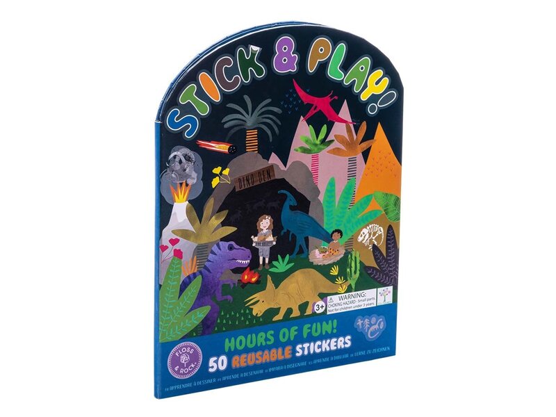 Floss & Rock Stickerboek met herbruikbare stickers, Dino - 27,5 x 21,5 x 1 cm - Multi