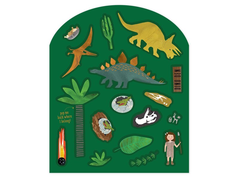 Floss & Rock Stickerbuch mit wiederverwendbaren Aufklebern, Dino – 27,5 x 21,5 x 1 cm – Multi