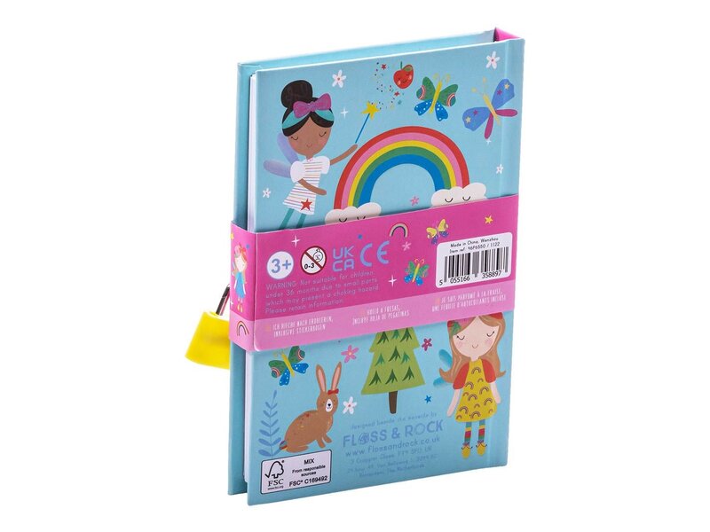 Floss & Rock Dagboek Regenboog Elfje - 15 x 10 x 1,5 cm - met geur, stickers & slotje