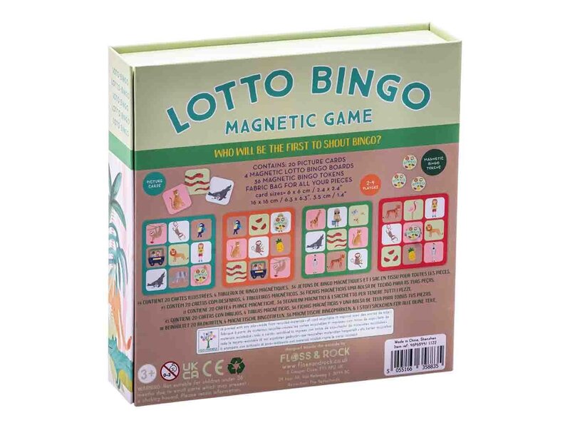 Floss & Rock Lotto / Bingo spel, Jungle - 17 x 17 x 4 cm - Multi