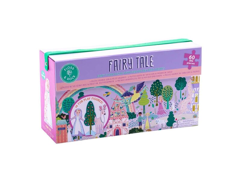 Floss & Rock Puzzle de sol, Contes de fées - 60 pièces - 132 x 32 cm - avec figurines pop-out