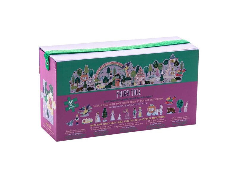 Floss & Rock Puzzle de sol, Contes de fées - 60 pièces - 132 x 32 cm - avec figurines pop-out