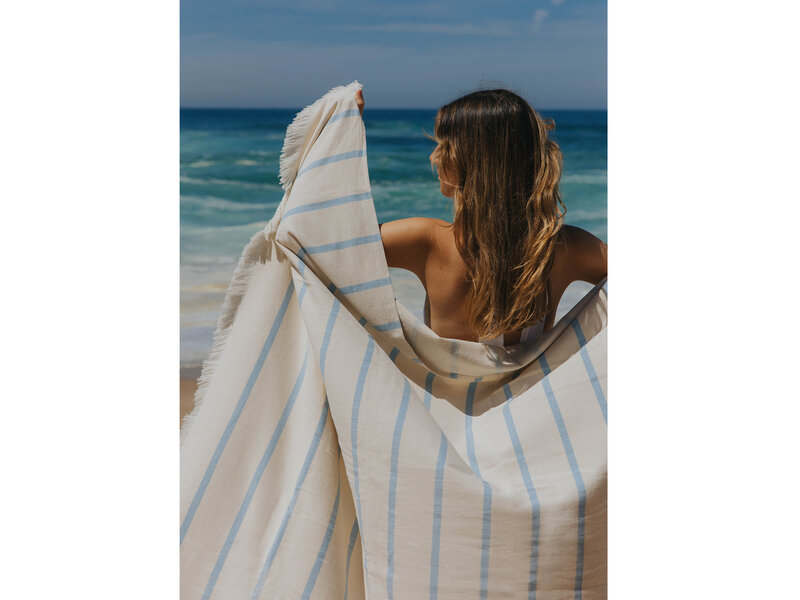 Torres Novas 1845 Textiel Strandtuch Boa-Nova, Blau - 70 x 130 cm - 100% Baumwolle