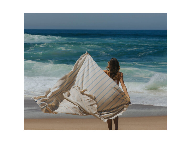 Torres Novas 1845 Textiel Strandtuch Boa-Nova, Blau - 70 x 130 cm - 100% Baumwolle