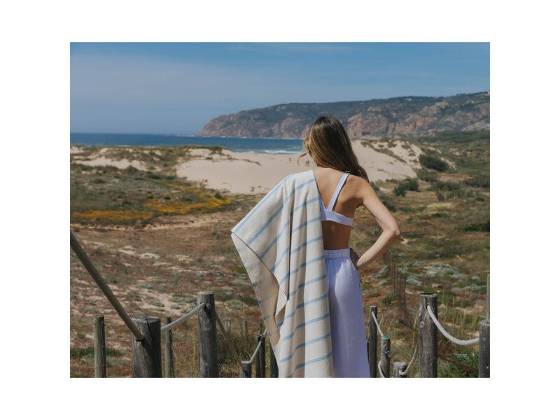 Torres Novas 1845 Textiel Strandtuch Boa-Nova, Blau - 100 x 180 cm - 100% Baumwolle