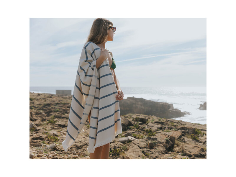 Torres Novas 1845 Textiel Strandtuch Boa-Nova, Marine – 70 x 130 cm – 100 % Baumwolle