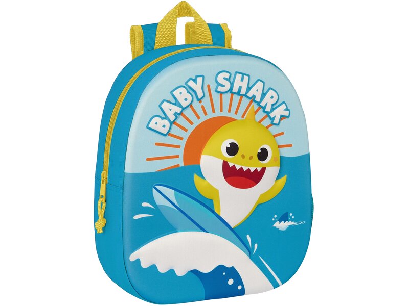 Baby Shark Backpack, 3D Surf - 33 x 27 x 10 cm - Polyester