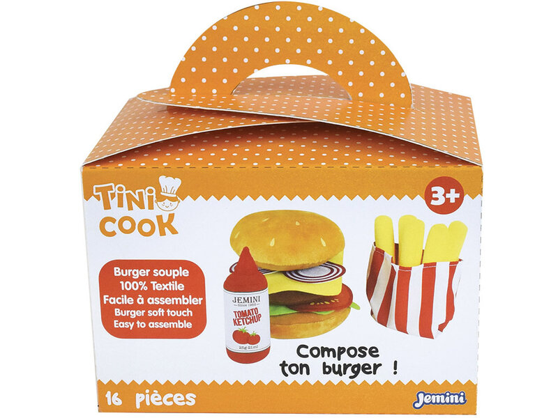 Jemini Menu Tini Cook Burger - 16 pièces - Peluche