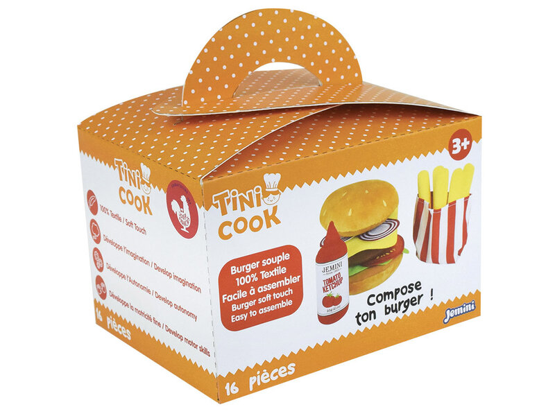 Jemini Menu Tini Cook Burger - 16 pièces - Peluche