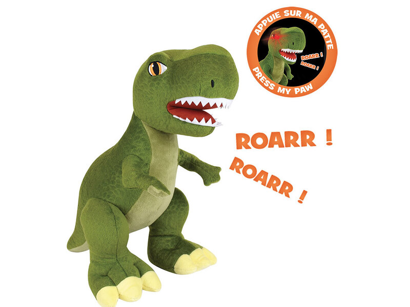 Dinosaurus Knuffel Tyrannosaurus - geluid en licht -  ± 39 cm