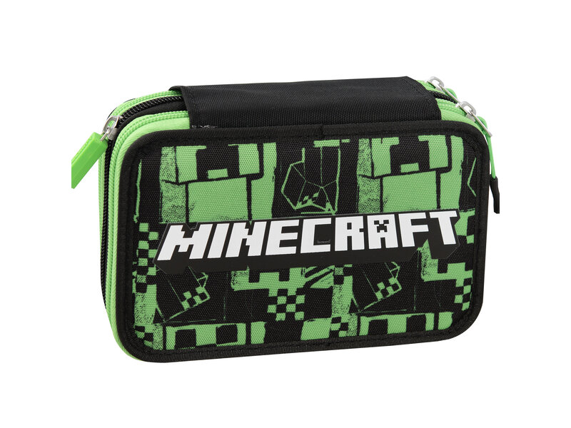 Minecraft Gefüllter Beutel mit 3 Reißverschlüssen – 20 x 13 x 7 cm – Polyester