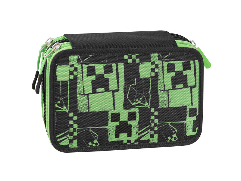 Minecraft Gefüllter Beutel mit 3 Reißverschlüssen – 20 x 13 x 7 cm – Polyester