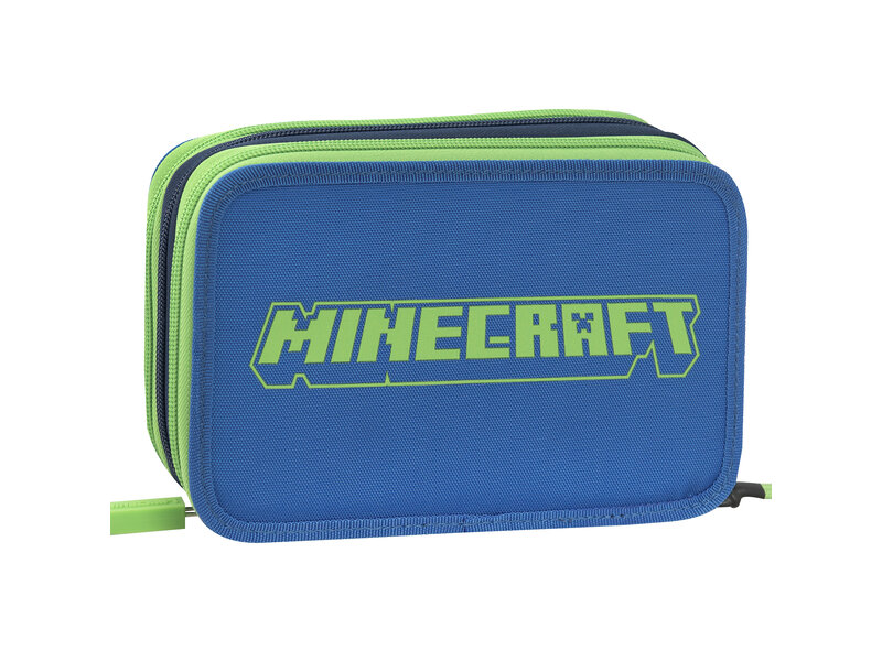 Minecraft Filled Pencil Case Creeper 3 zippers - 20 x 13 x 7 cm - Polyester