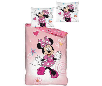 Disney Minnie Mouse Housse de couette Rose Beauté 140 x 200 + 65 x 65 Flanelle de Coton