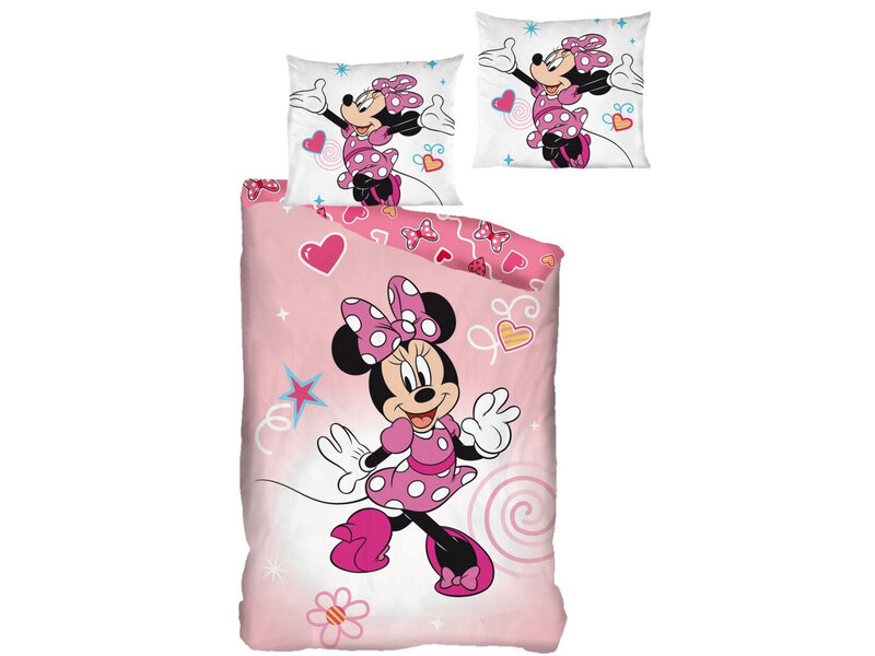 Disney Minnie Mouse Dekbedovertrek Pink Beauty - Eenpersoons - 140 x 200 + 65 x 65 cm - Katoen Flanel