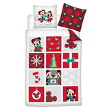 Disney Minnie & Mickey Mouse Bettbezug Weihnachten – Einzelbett – 140 x 200 – Baumwollflanell