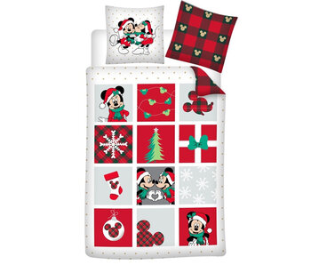 Disney Minnie & Mickey Mouse Bettbezug Weihnachten 140 x 200 +65 x 65 Baumwollflanell