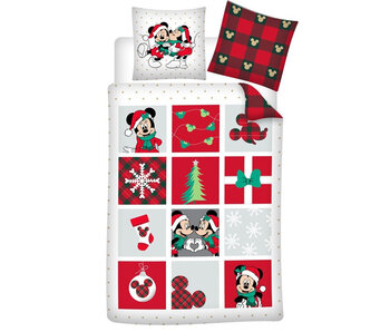 Disney Minnie & Mickey Mouse Housse de couette Noël 140 x 200 +65 x 65 Flanelle de Coton