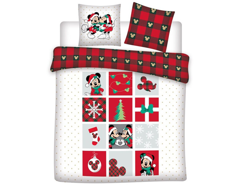 Disney Minnie & Mickey Mouse Dekbedovertrek Kerst - Tweepersoons - 200 x 200 cm - Katoen Flanel