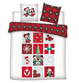 Disney Minnie & Mickey Mouse Bettbezug Weihnachten - Lits Jumeaux - 240 x 220 + 2x 65 x 65 cm - Baumwollflanell
