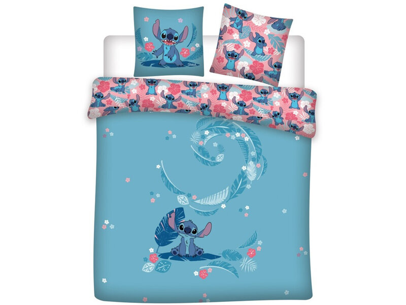 Disney Lilo & Stitch Bettbezug Tropical - Lits Jumeaux - 240 x 220 + 2x 65 x 65 cm - Baumwollflanell