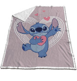 Disney Lilo & Stitch Plaid polaire Sherpa, coeurs - 130 x 170 cm - Polyester