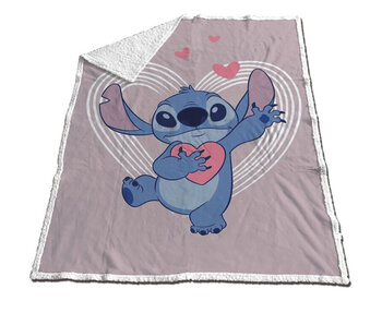 Disney Lilo & Stitch Plaid polaire Sherpa, Coeurs 130 x 170 cm Polyester