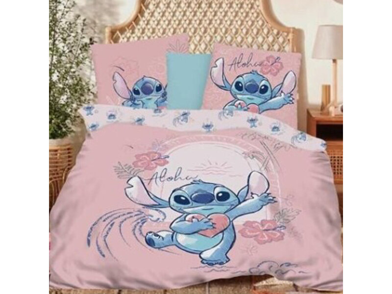 Disney Lilo & Stitch Bettbezug Herz - Lits Jumeaux - 240 x 220 + 2x 65 x 65 cm - Baumwolle