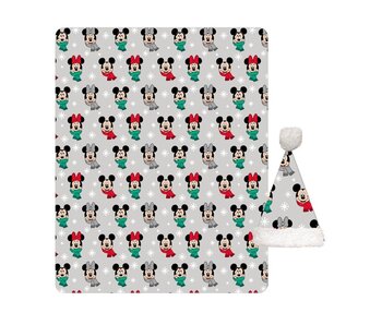 Disney Minnie & Mickey Mouse Fleece plaid + Hat Winter 100 x 140 Polyester