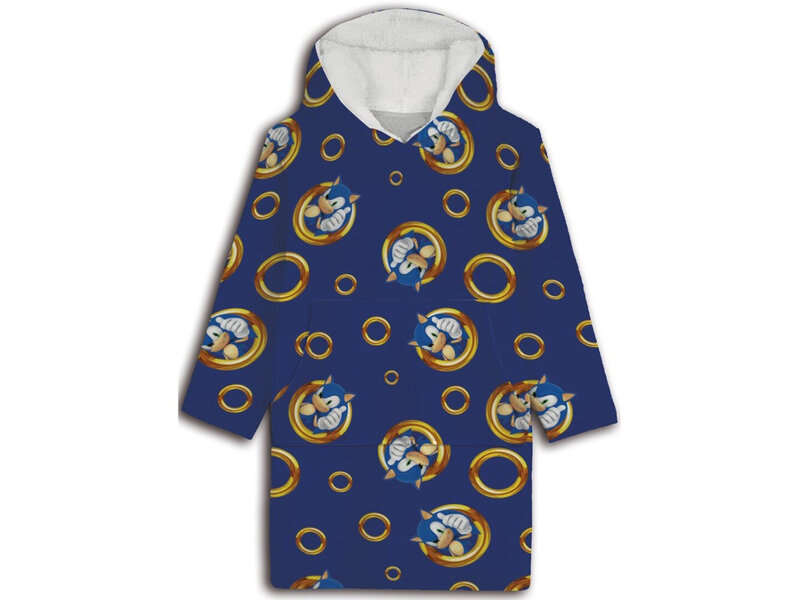 Sonic the Hedgehog Couverture polaire à capuche, anneaux - Adulte (taille unique) - Polyester