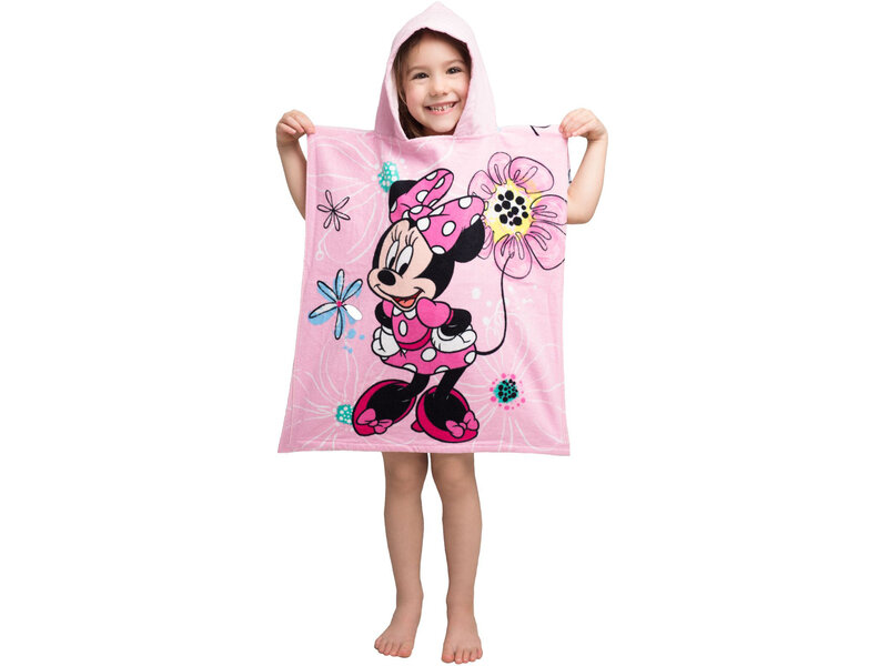 Disney Minnie Mouse Poncho / Badcape Pink Bow - 50 x 115 cm - Katoen