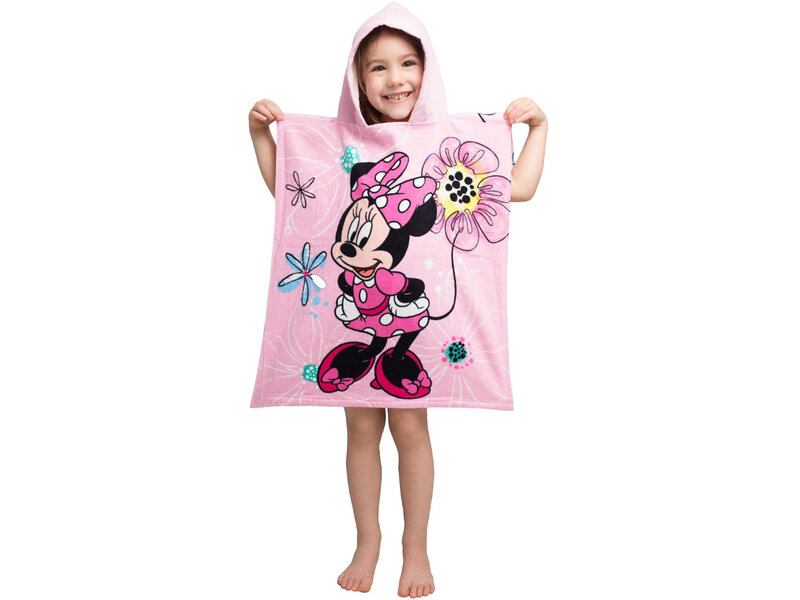 Disney Minnie Mouse Poncho / Badeumhang Pink Bow - 50 x 115 cm - Baumwolle