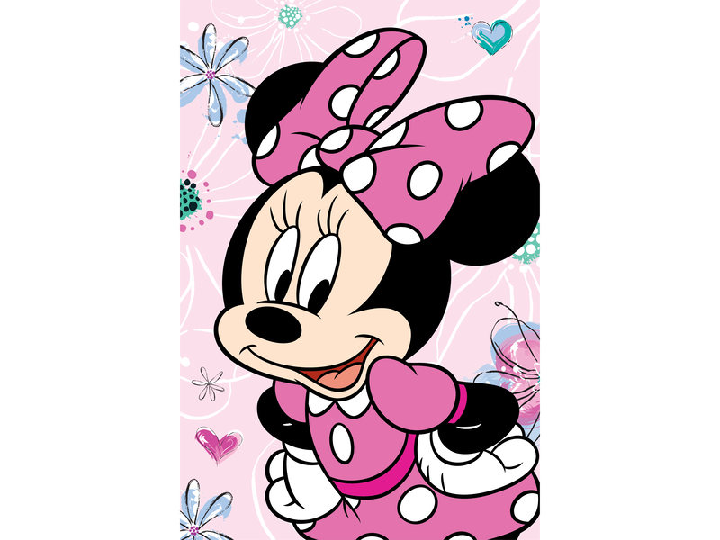 Disney Minnie Mouse Fleece plaid Flowers - 110 x 140 cm - Polyester