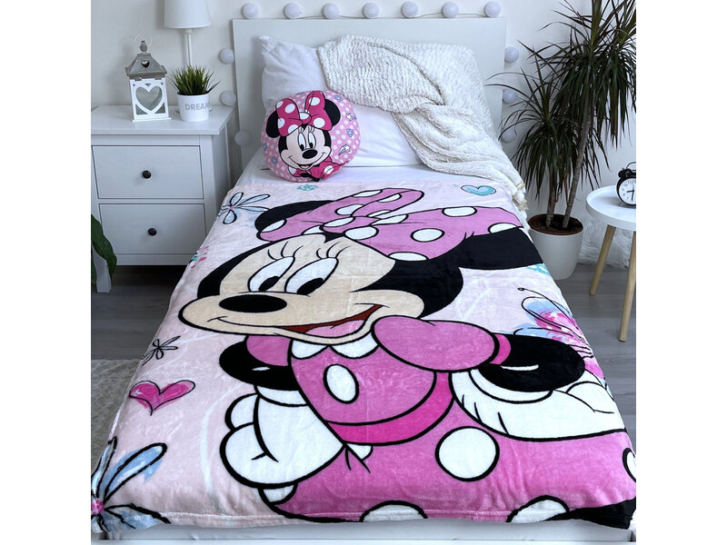 Disney Minnie Mouse Fleece plaid Flowers - 110 x 140 cm - Polyester