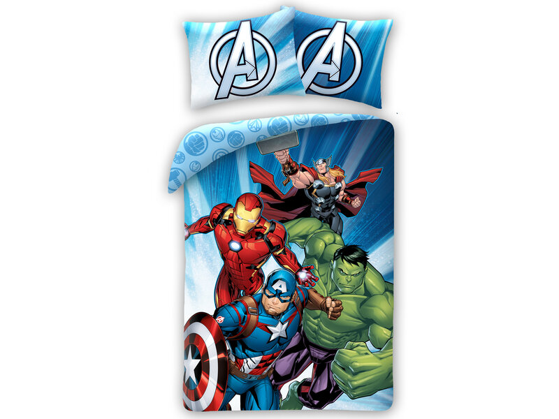 Marvel Avengers Bettbezug, Team Power – Einzelbett – 140 x 200 cm – Baumwolle