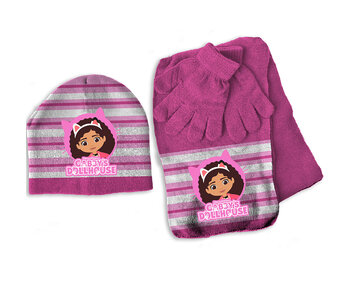 Gabby's poppenhuis Hat, scarf and gloves set, Pink - ONE SIZE