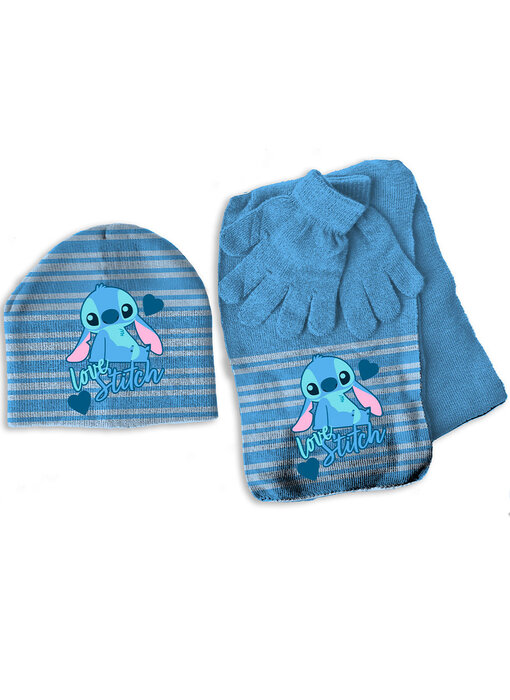 Disney Lilo & Stitch Set muts, sjaal en handschoenen, Love - ONE SIZE