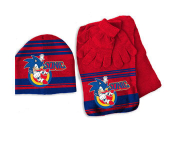 Sonic the Hedgehog Hat, scarf and gloves set Power up - ONE SIZE