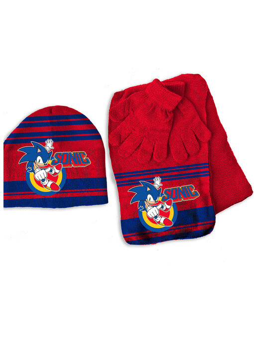 Sonic the Hedgehog Hat, scarf and gloves set Power up - ONE SIZE