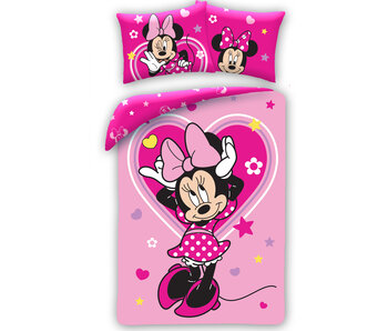 Disney Minnie Mouse Housse de couette Pink Love 140 x 200 cm + 70 x 90 cm Coton