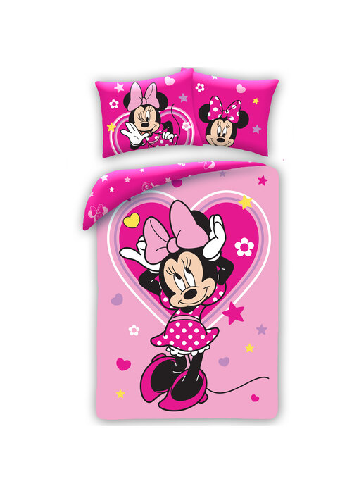 Disney Minnie Mouse Bettbezug Pink Love 140 x 200 cm + 70 x 90 cm Baumwolle