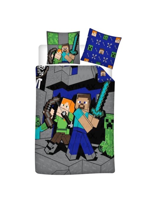 Minecraft Housse de couette Steve & Alex 140 x 200 / 65 x 65 cm Polycoton