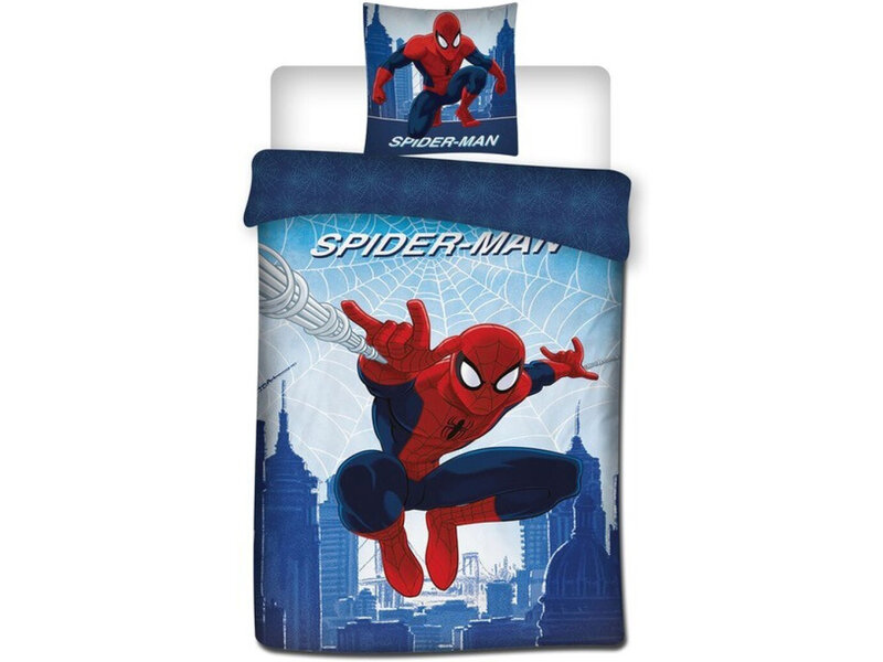 SpiderMan Dekbedovertrek, Jump - Eenpersoons - 140 x 200 cm - Polycotton