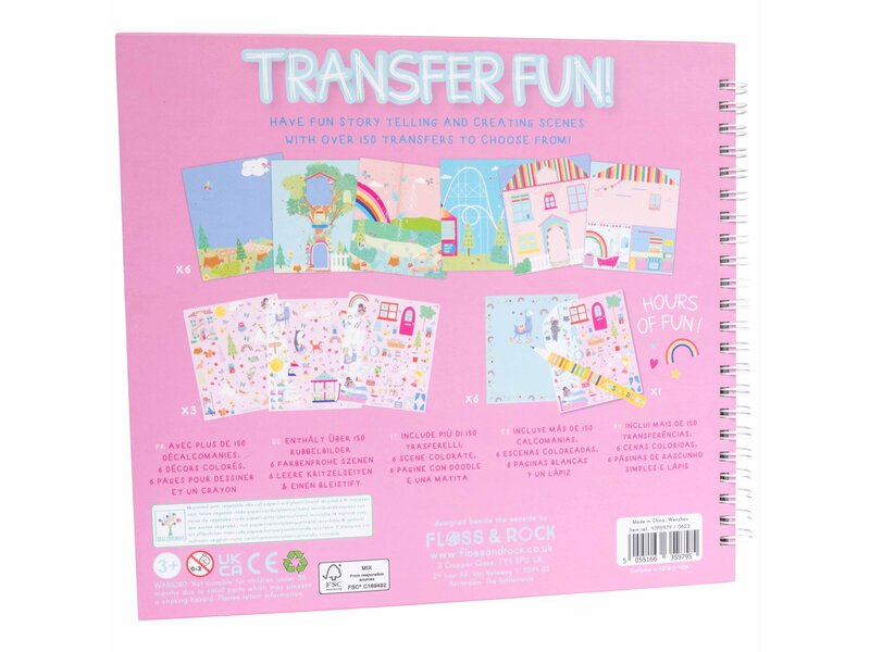 Floss & Rock Transfer Speel/Tekenboek, Rainbow Fairy - 24 x 21 x 0.8cm - Multi