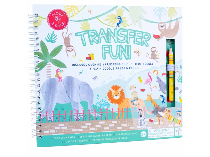 Floss & Rock Transfer Play/Drawing Book, Jungle - 24 x 21 x 0.8cm - Multi