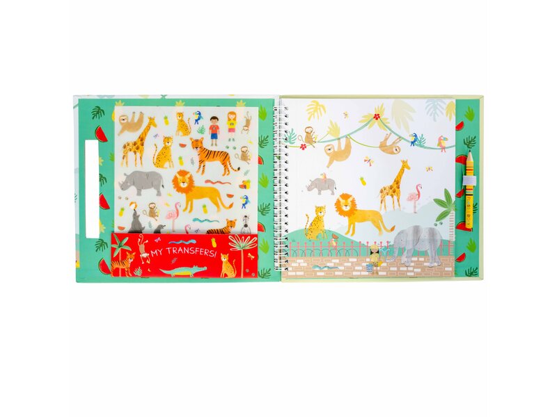 Floss & Rock Transfer Speel/Tekenboek, Jungle - 24 x 21 x 0.8cm - Multi