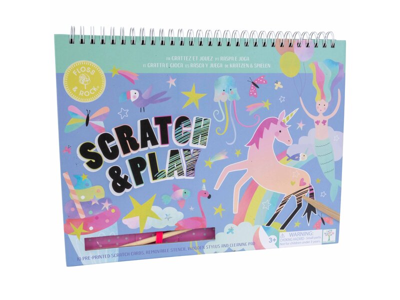 Floss & Rock Livre de dessin Scratch and Play, Fantasy - 26,5 x 20,5 x 1,5 cm - Multi